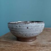 Handmade stoneware bowl and emptying tray