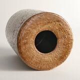 Scandinavian Modern Brown Cylindrical Vase, Jerk Werkmäster, Nittsjö Sweden 1960