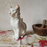 Carafe à chat absinthe en majolique george dreyfus antique vers 1900 avec tête et poignée de queue amovibles