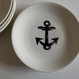 Set of 8 plates by Gien for Atelier Primavera 1960 Anchor
