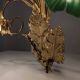 Art Nouveau Chestnut Leaf and Green Glass Sconce, 1900s