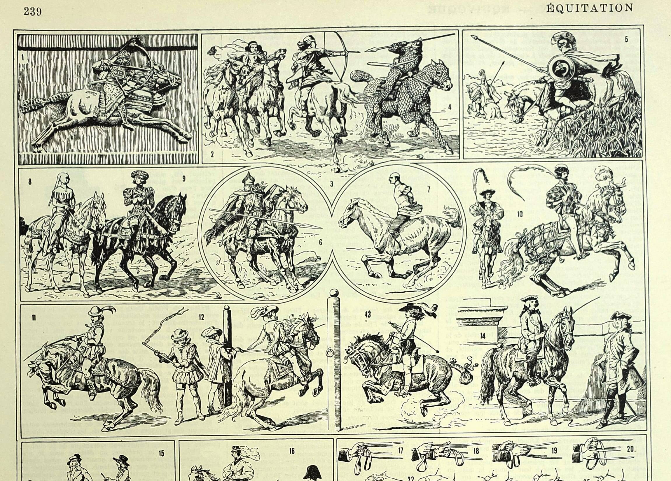 Antique Engravings - 1928 by L. Bombled - Horse Riding - Illustration