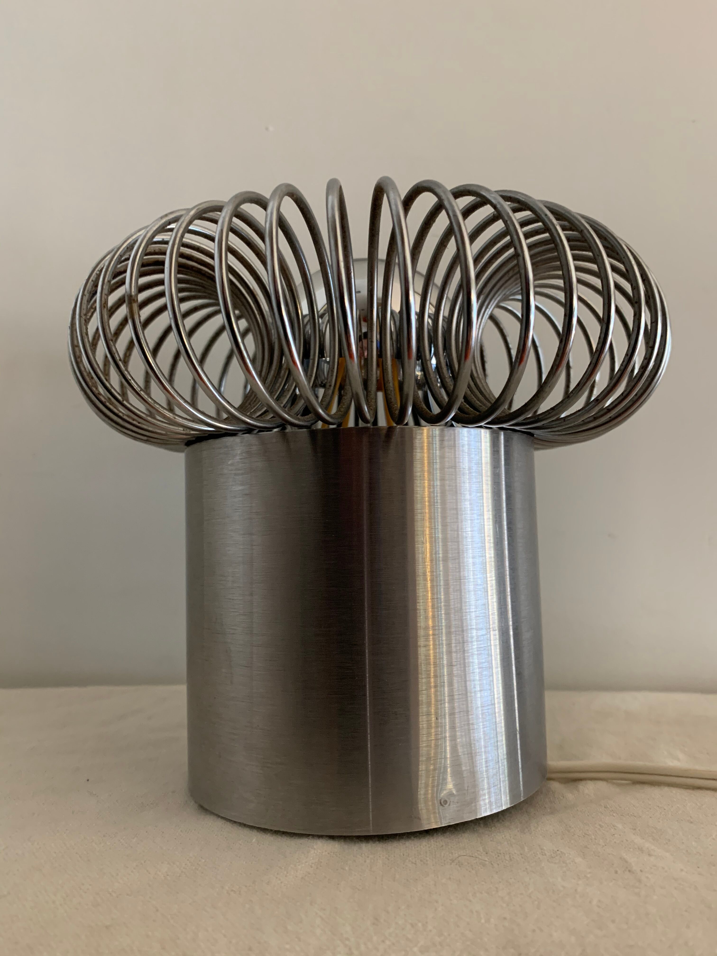 Spring Andrea Lazzari grey stainless spring lamp for Morosini 1970