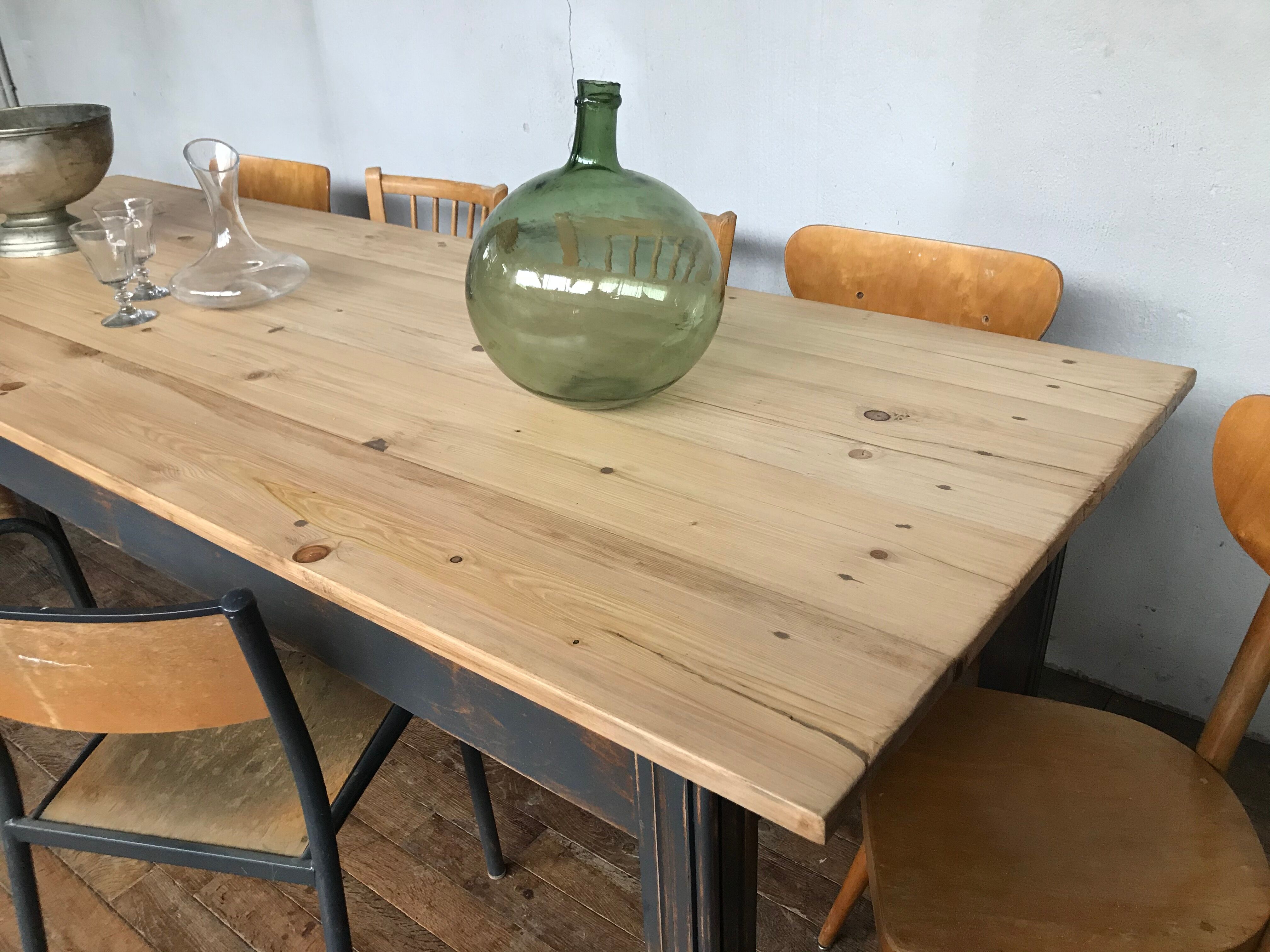 Farm table, early 20th fir bistro countryside