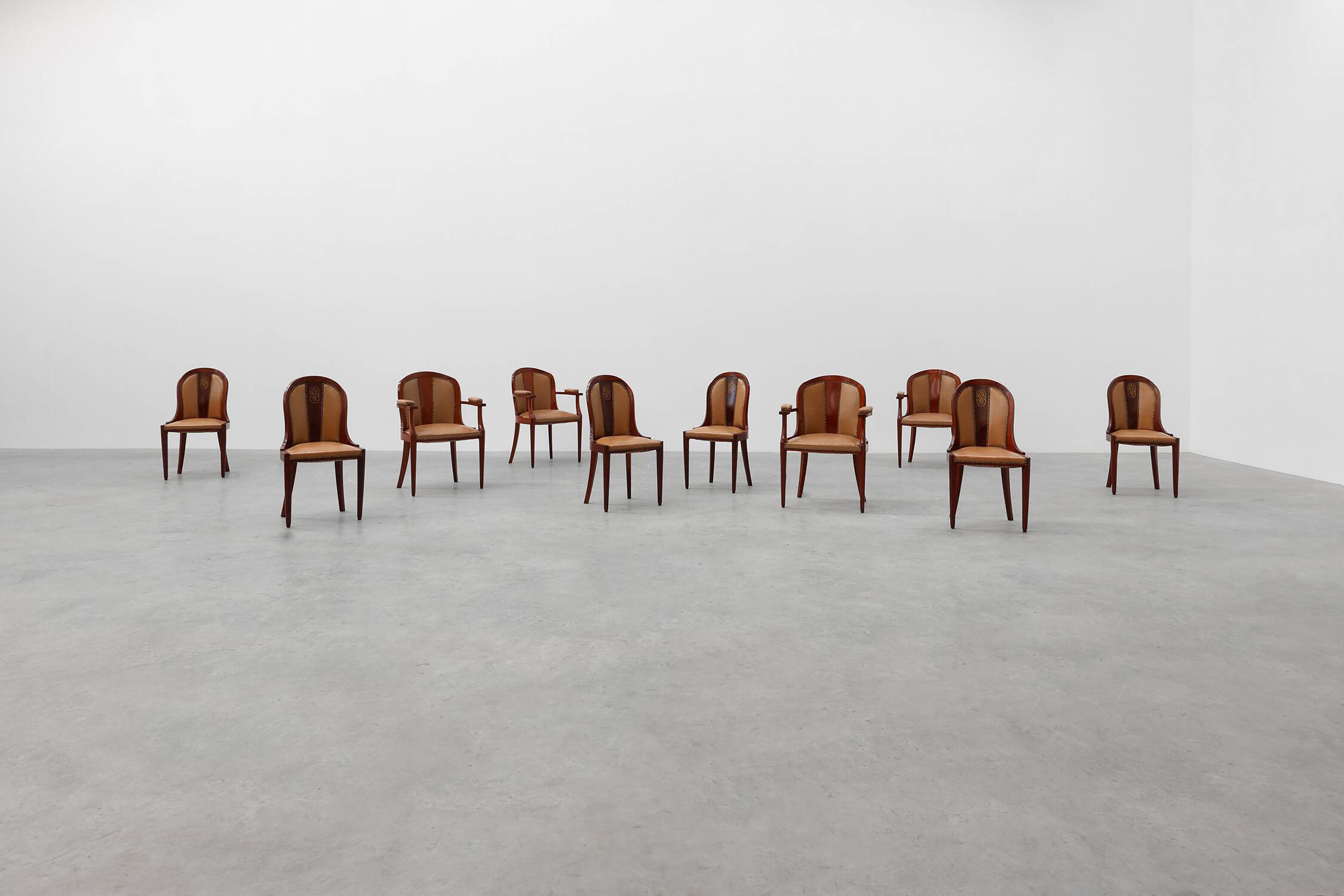 Set of 10 Art Deco chairs by De Coene, Belgium 1935