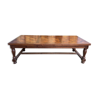 Farmhouse table Louis XIII oak and cherry parquet
