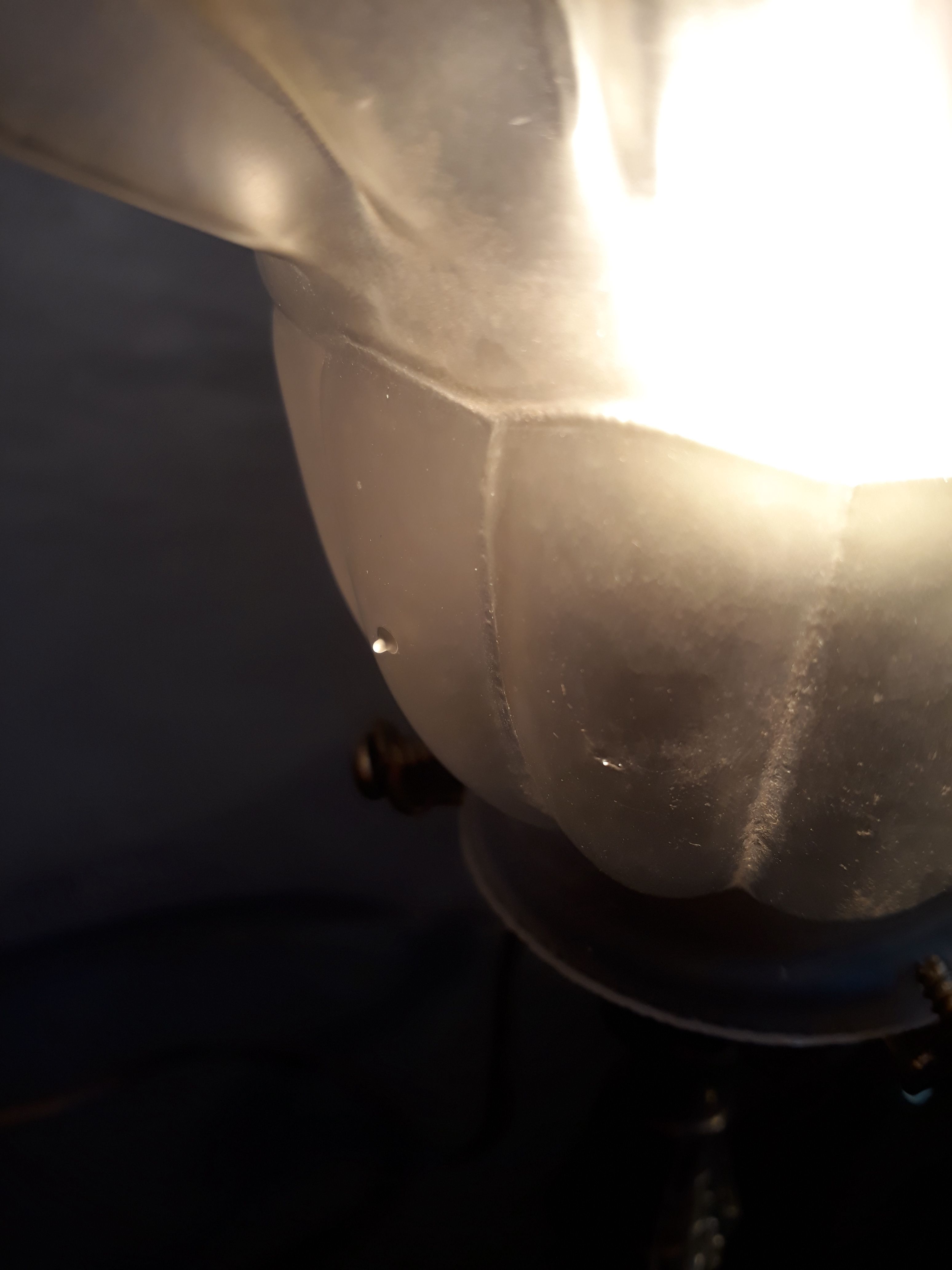 Bronze bedside lamp and its opaque tulip and art nouveau 1900