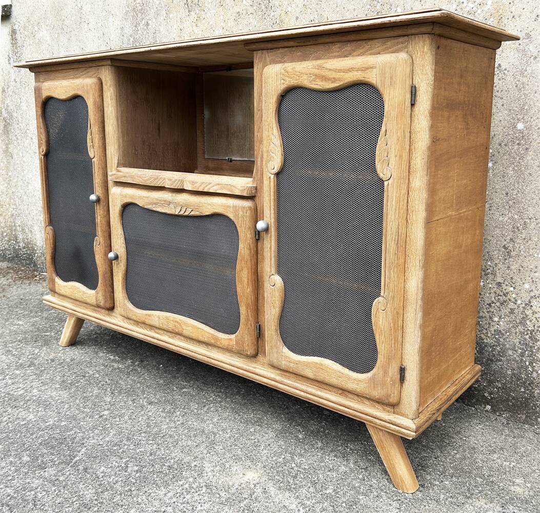 Low sideboard, bar, storage unit, wood, compass legs,