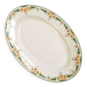 Oval plate Longwy Art Deco