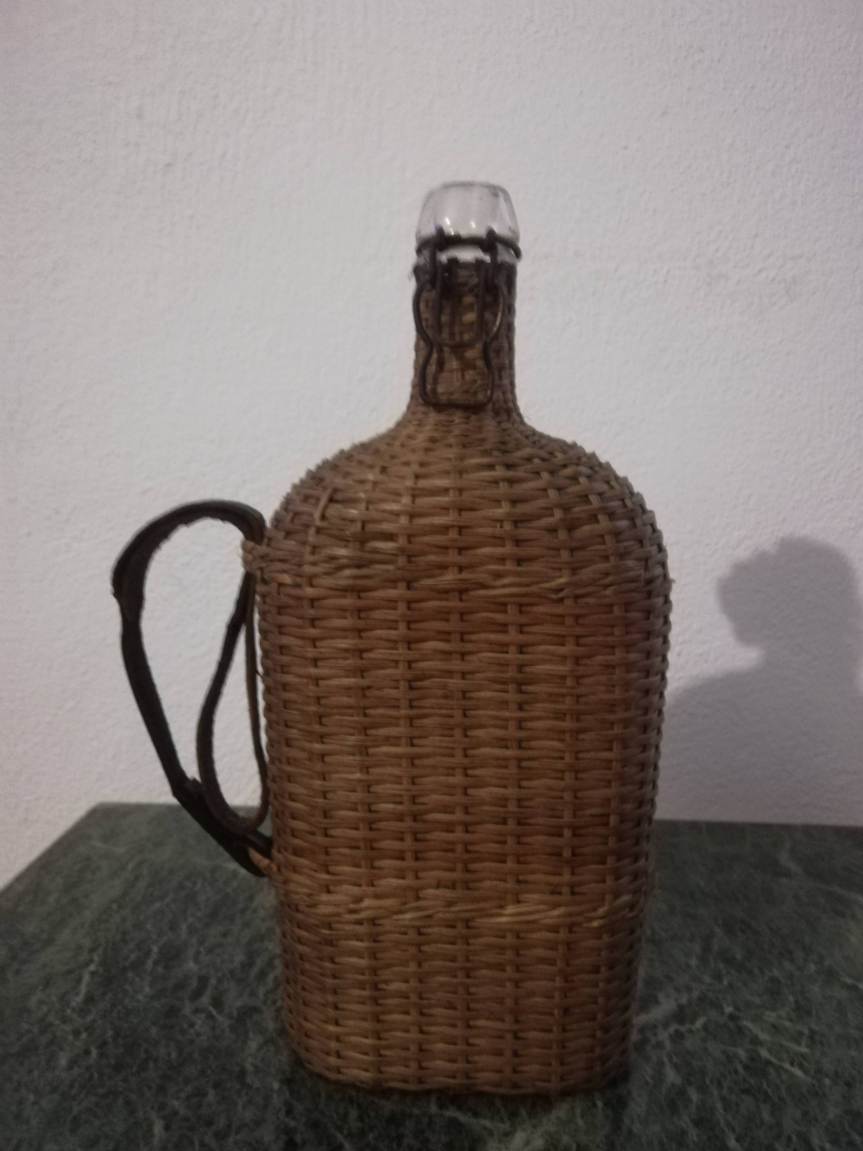 Old heavy rattan pilgrim's gourd