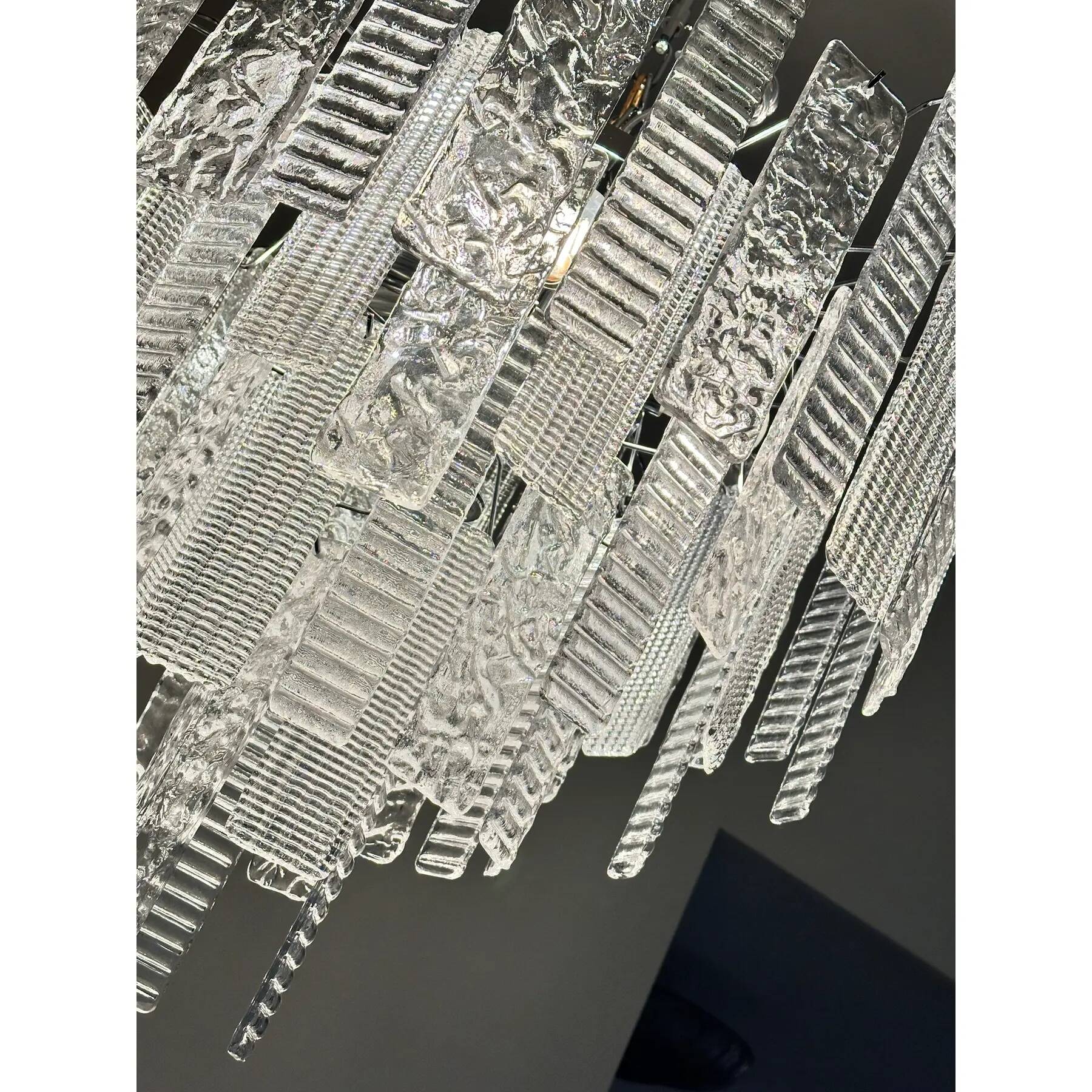 Contemporary Strips “Listelli” Murano Glass Chandelier by Simoeng