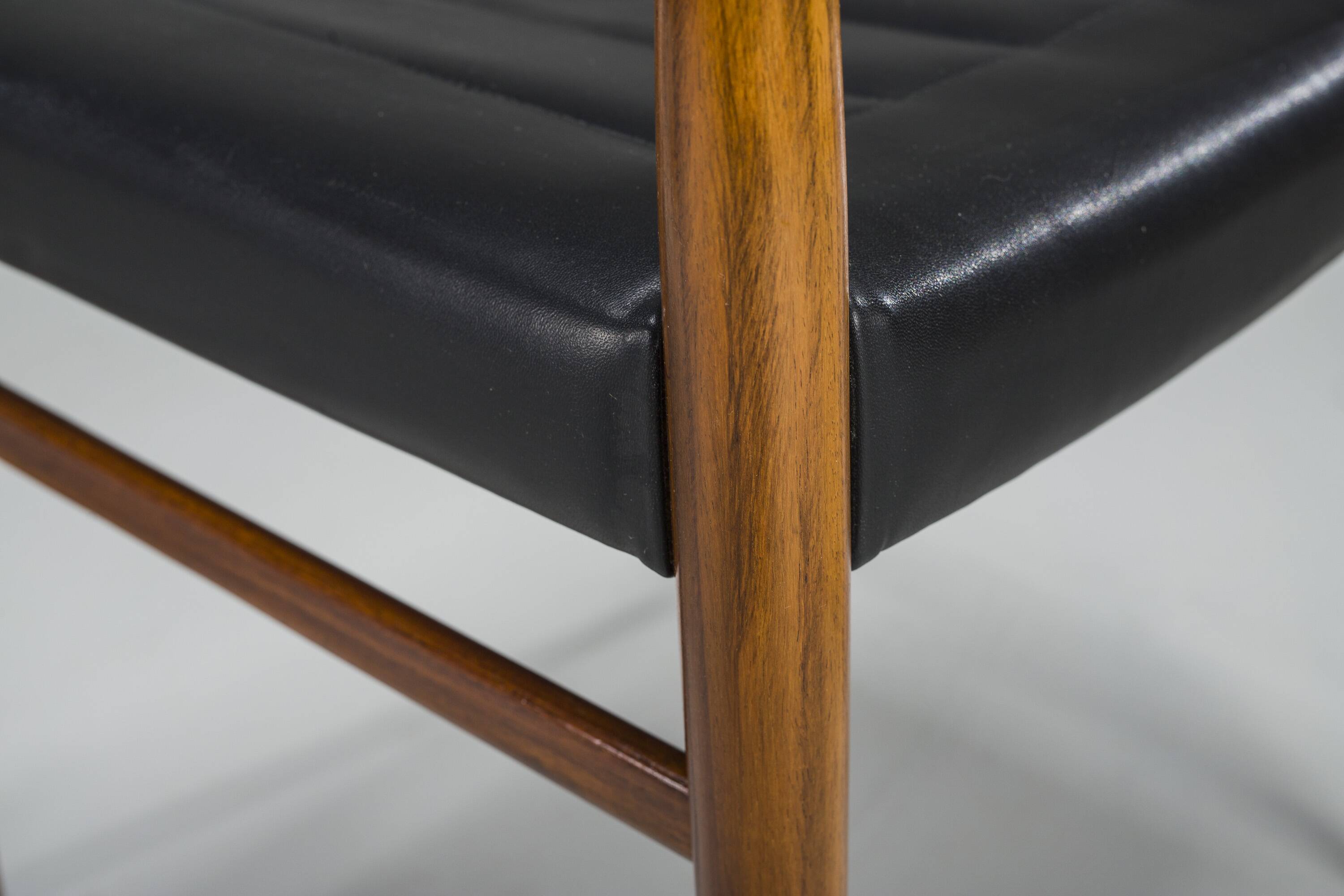 Mid-Century Palisander Dining Chair with Lether, 1950s, Set of 4