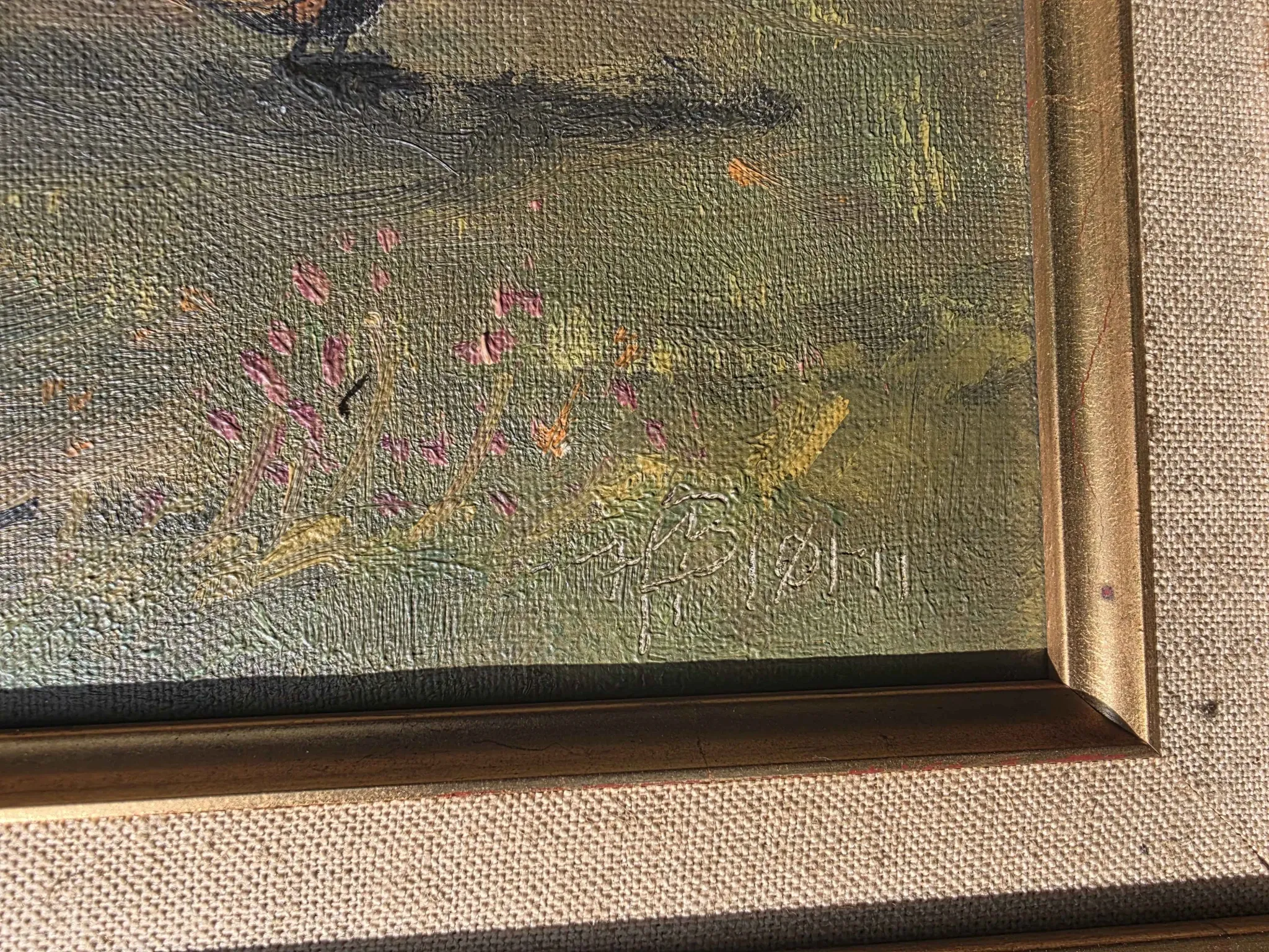 Vintage Farmyard Oil Painting by Henning Bjørn