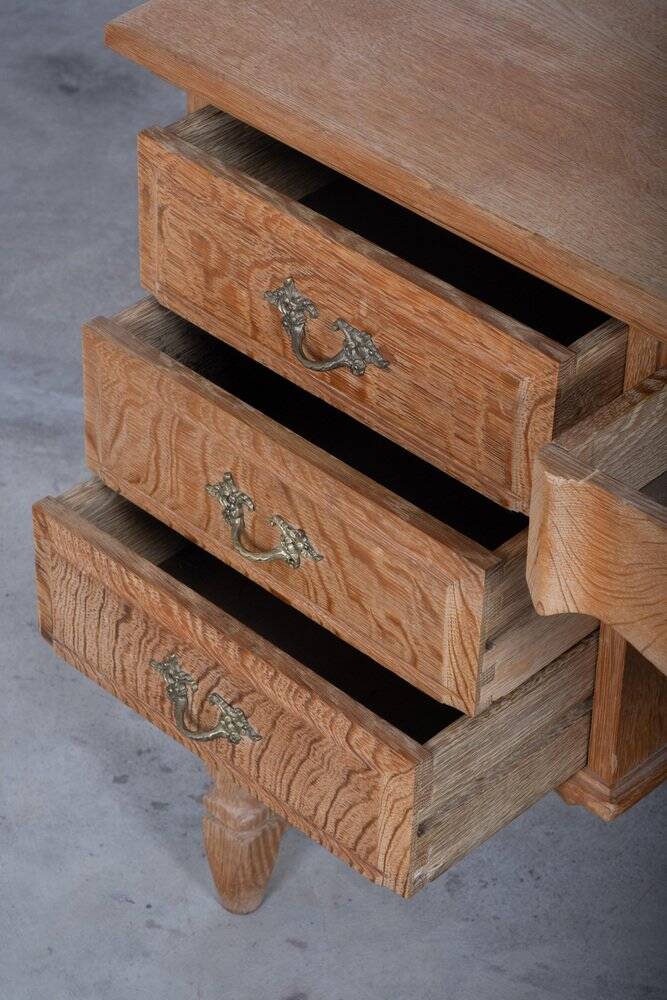 Freestanding Oak Desk attributed to Henning Kjærnulf, Denmark, 1960s
