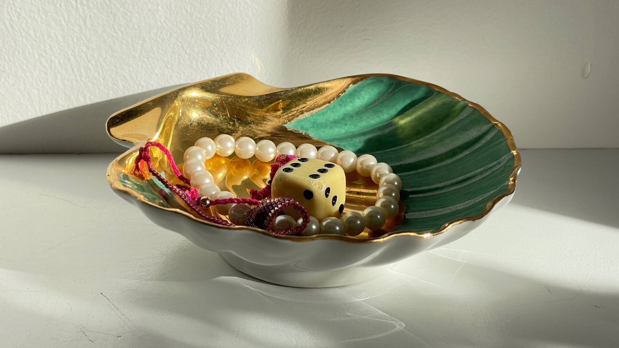 Shell-shaped ashtray and pocket tray Limoges France