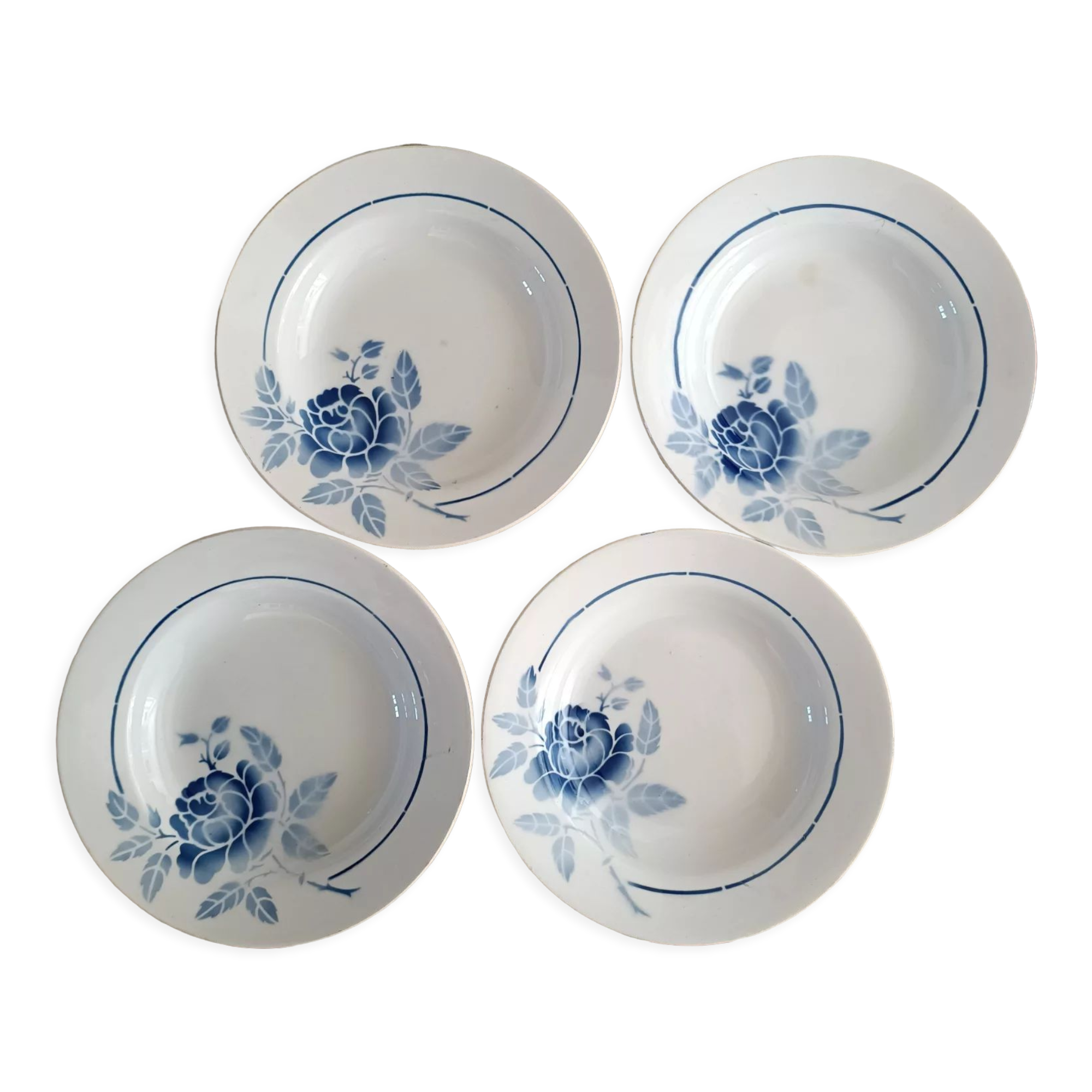 Set of 4 plates terre de fer Saint Amand
