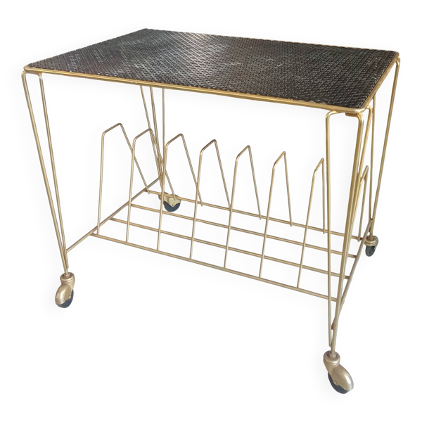 Desserte roulante vintage porte vinyle