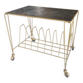 Vintage rolling dessert trolley for vinyl records