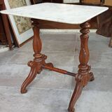 Old small marble and wood side table