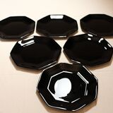 6 black Arcoroc "Octime" dinner plates (set 1)