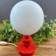 Vintage globe bedside lamp – red lacquered wooden base