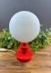 Vintage globe bedside lamp – red lacquered wooden base
