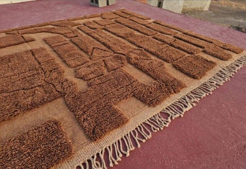 Moroccan Berber rug camel terracotta 300x200 cm – geometric pattern
