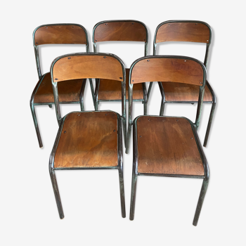 Set of 5 industrial workshop chairs