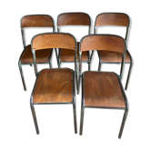 Set of 5 industrial workshop chairs