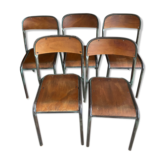 Set of 5 industrial workshop chairs