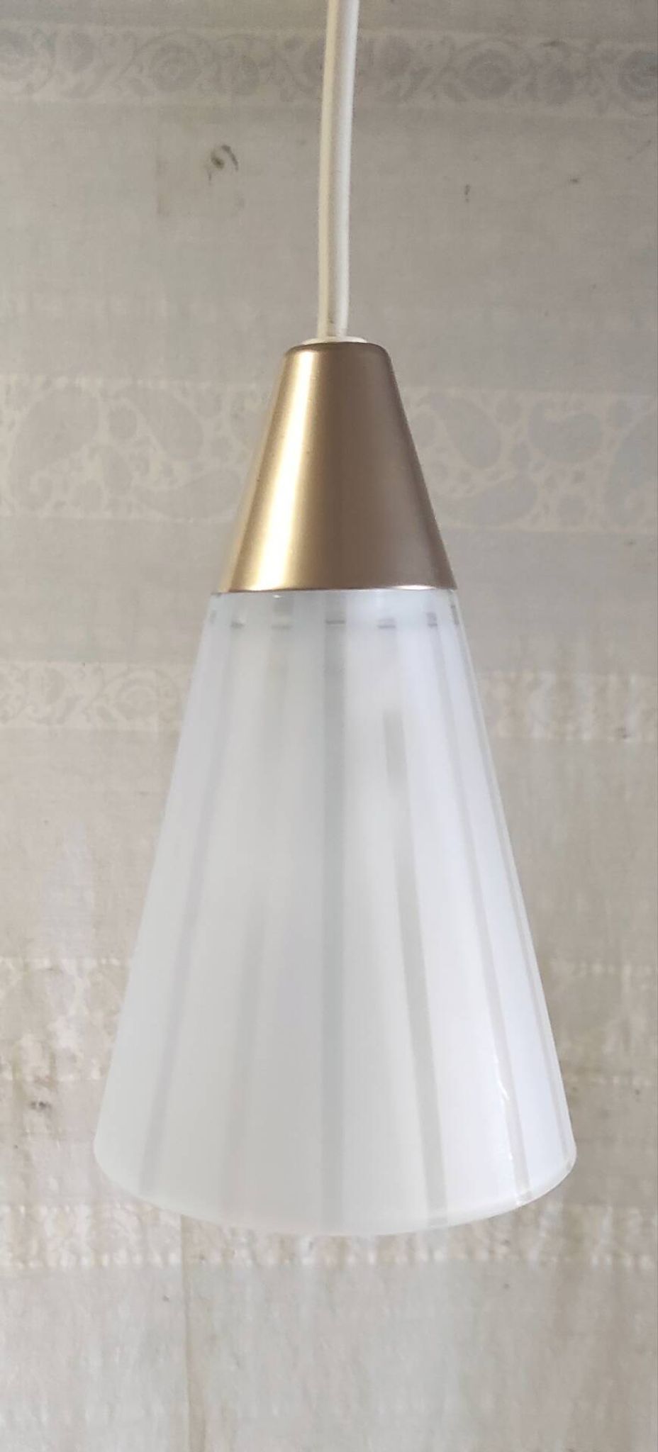Glass and gold metal suspension design - mid 20th century.