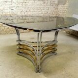 smoked glass & metal table, 1970