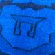 Vintage Turkish Rug Cushion, Handmade Electric Blue Geometric Wool Pillow