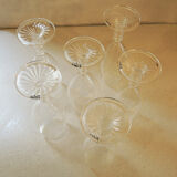 6 champagne flutes in blown glass
