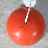 Set of 4 "spring" hanging lamps, orange steel, France, circa 1970