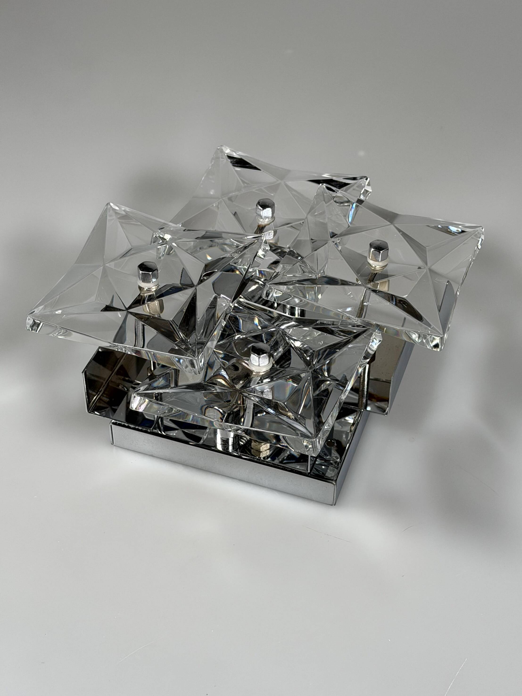 1960s 1970s Wall Sconce by Kinkeldey Lighting Germany in Glass & Chrome