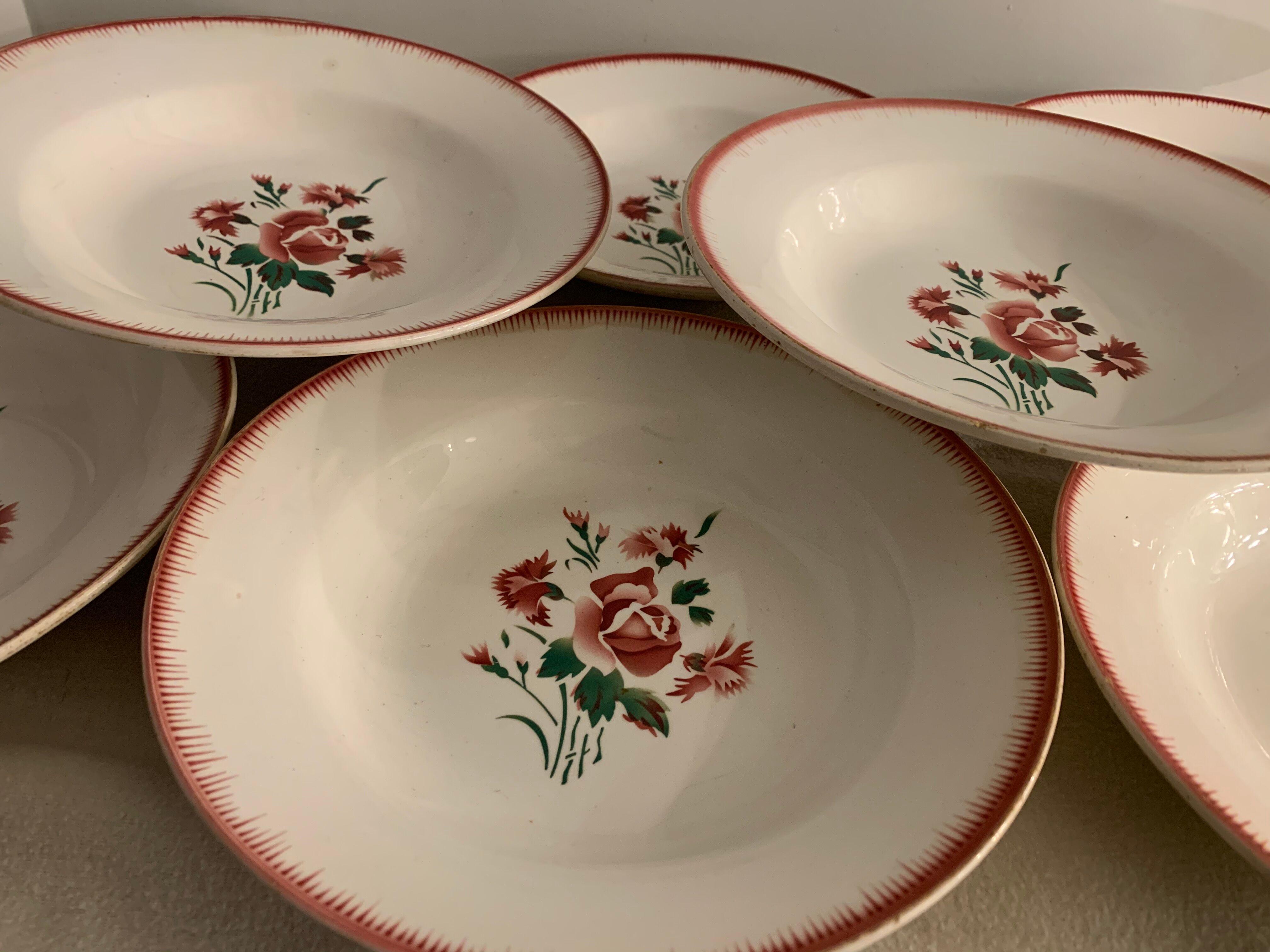 Set of 8 hollow plates made of ancient red earthenware Digoin Sarreguemines