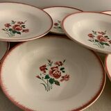 Set of 8 hollow plates made of ancient red earthenware Digoin Sarreguemines