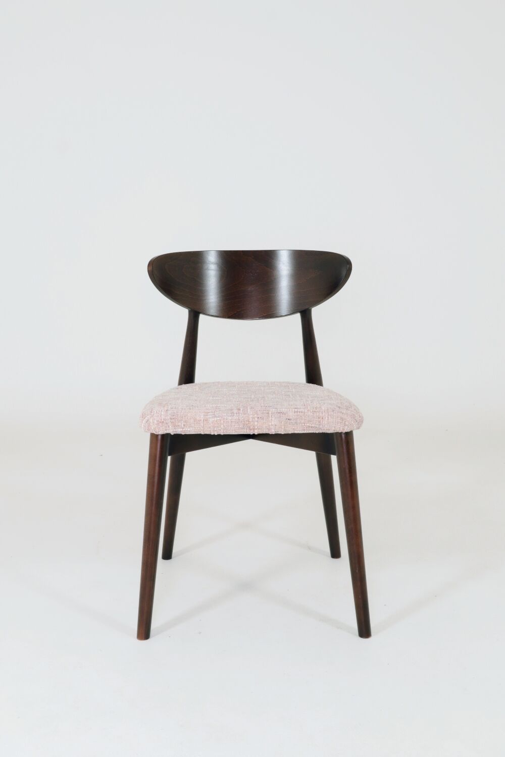 Pink Set of 6 dining chairs Scandinavian design, dark color wood 