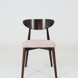 Pink Set of 6 dining chairs Scandinavian design, dark color wood 