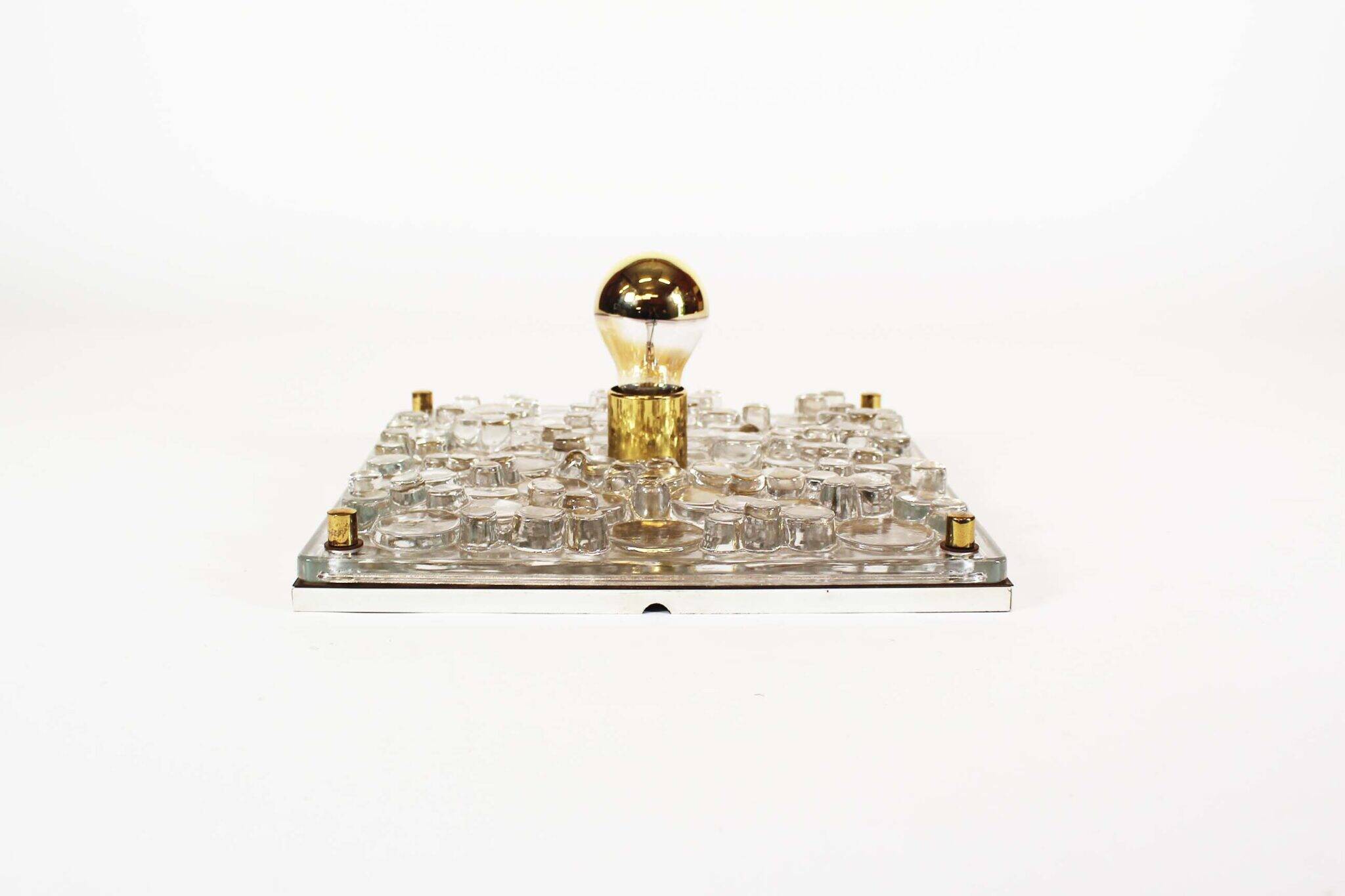 Large vintage murano glass flush mount light by Neuhauss