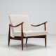 Sculptural Danish lounge chair in teak and fabric Denmark 1960