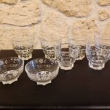 8 verres vintage en verre gravé pied étoile