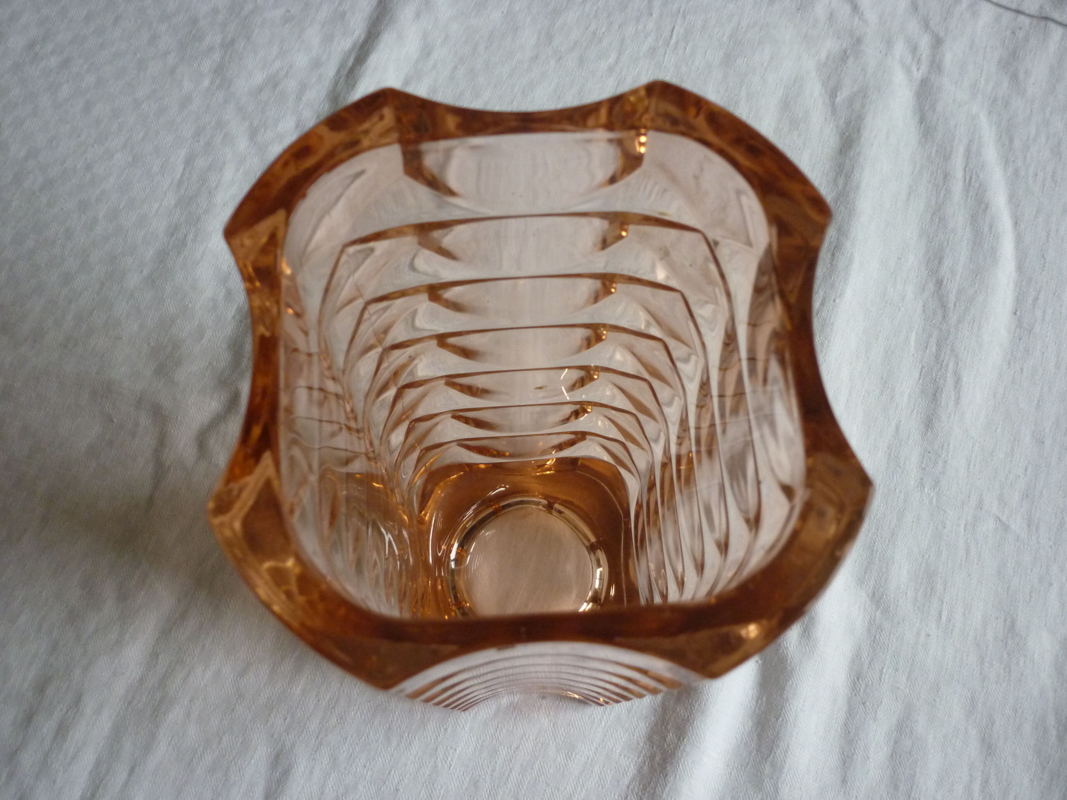 Pink vintage pressed glass vase