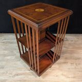 English rotating library in mahogany and marquetry