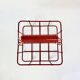 Metal bottle holder basket covered in bright red - caddy for 4 bottles