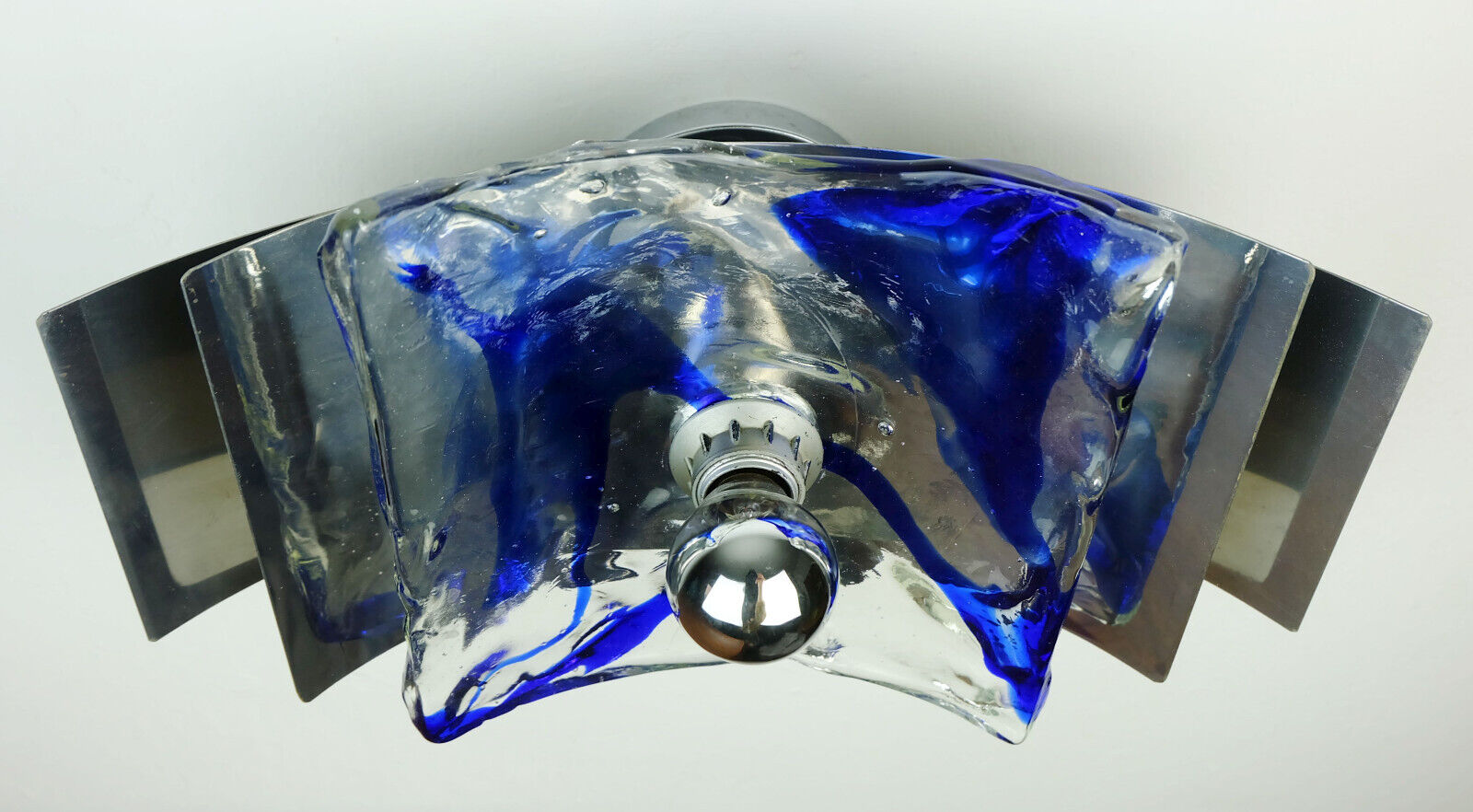 Mid century sconce glass metal chrome murano ice glass