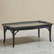 Coffee table in artificial bamboo, black lacquered wood and glass, 1960s.
