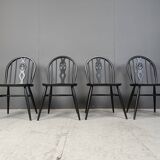 Vintage ebonized ercol dining chairs, 1950s