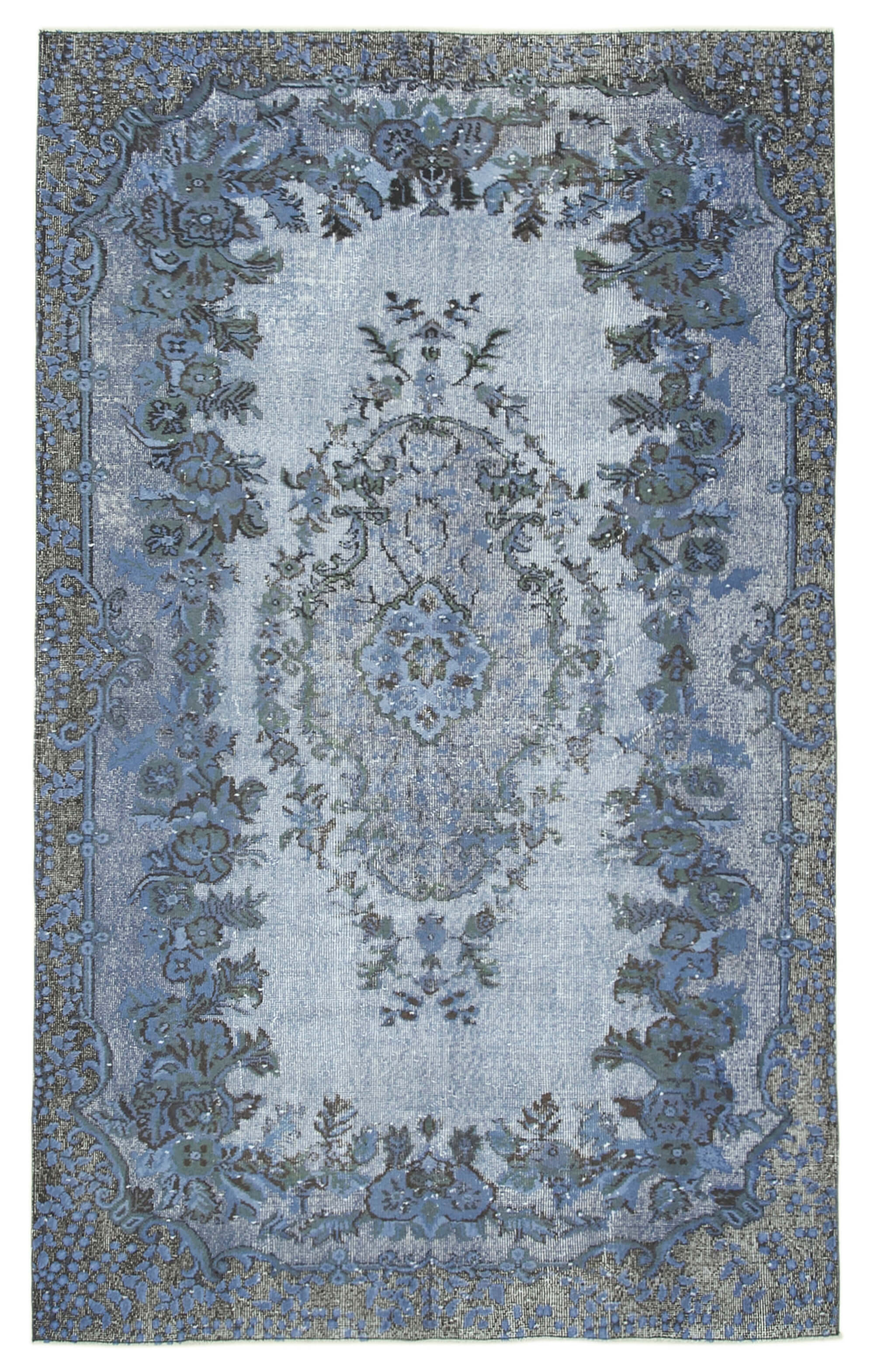 Hand-knotted vintage turkish 1970s 175 cm x 284 cm blue carpet